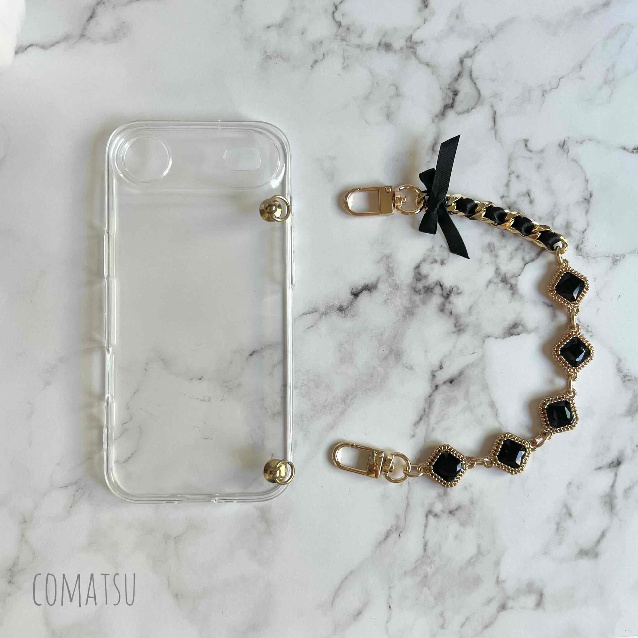 キラキラcharmmyりぼん ハンドストラップ付きスマホケース 落下防止スマホストラップ付きスマホカバー | 8枚目